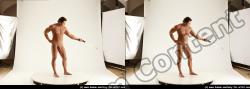 Nude Man White Standing poses - ALL Muscular Short Brown Standing poses - simple 3D Stereoscopic poses Realistic